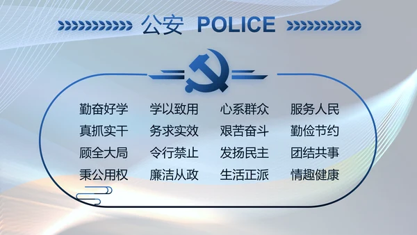 蓝色大气公安警察年终工作总结PPT