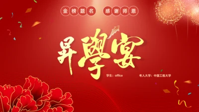 谢师宴升学金榜题命宴学生感恩通用PPT模板