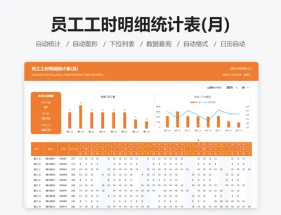 员工工时明细统计表(月)