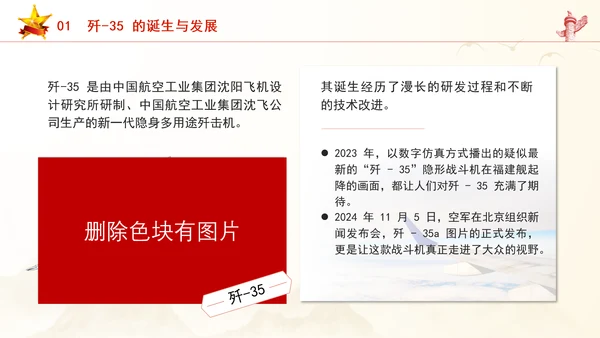 中国战斗机歼-35介绍主题党课PPT
