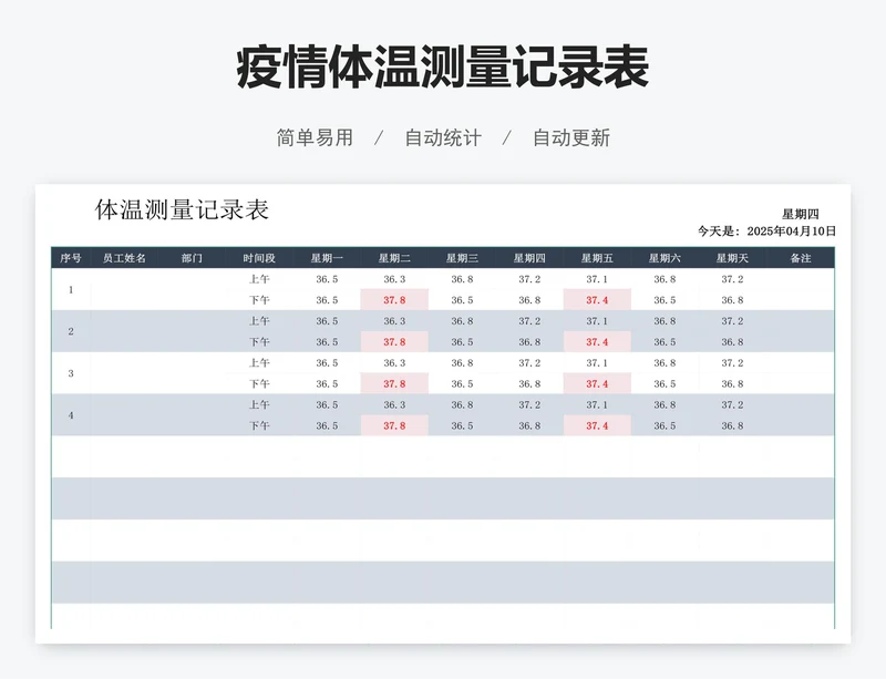 疫情体温测量记录表