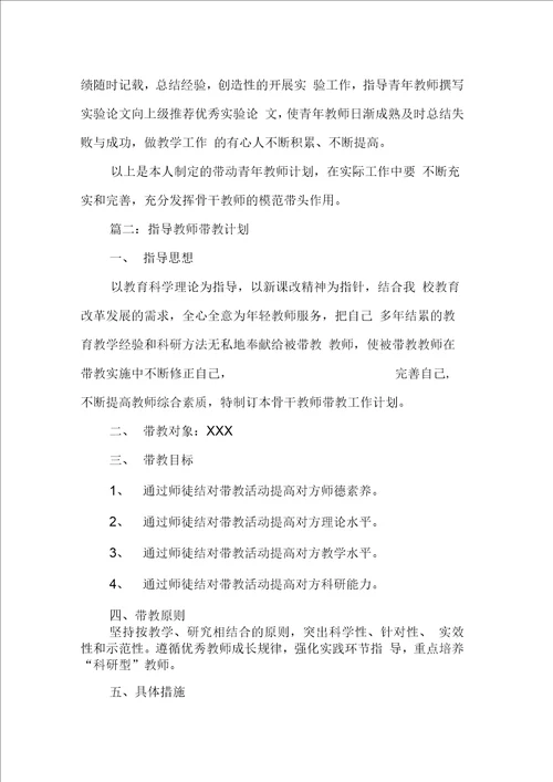 指导教师带教计划