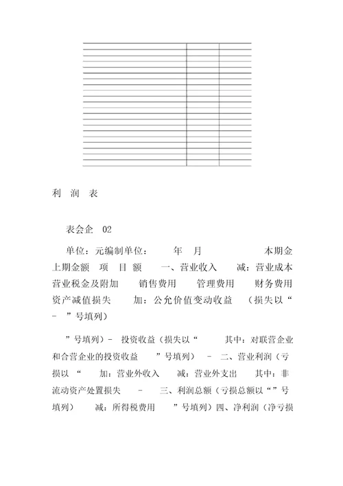 财务报表标准格式完整版