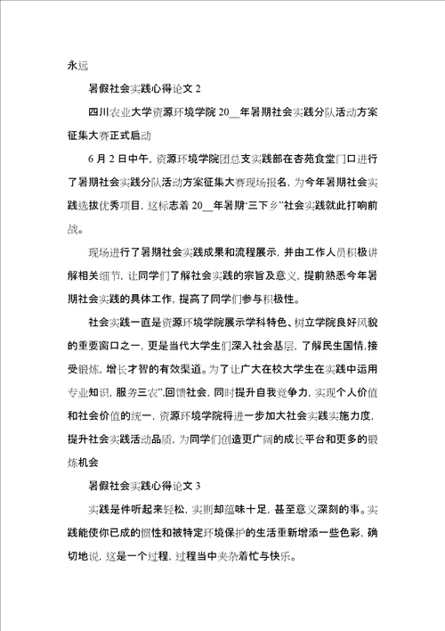 暑假社会实践心得论文