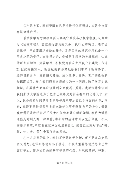 优秀共青团员申请材料 (8).docx