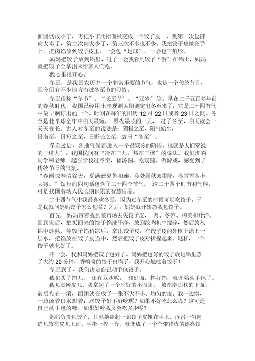 最新冬至的作文范文300字(精选12篇)范文精选