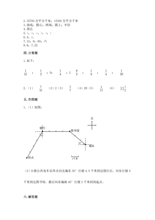 小学六年级数学上册期末卷附答案【满分必刷】.docx