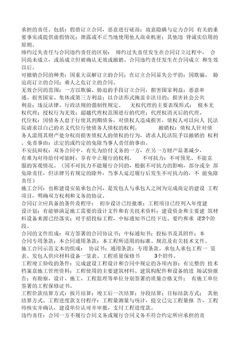 小自考工程合同管理重点教学内容