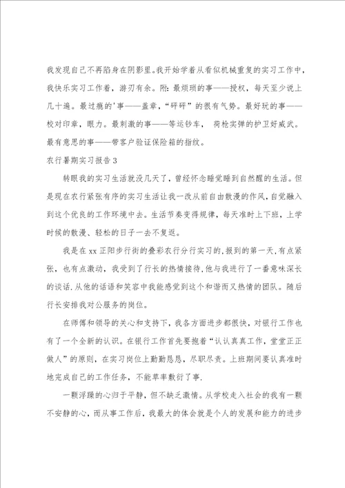 农行暑期实习报告