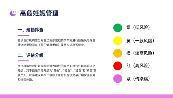 紫色简约卡通插画高危妊娠五色管理PPT课件
