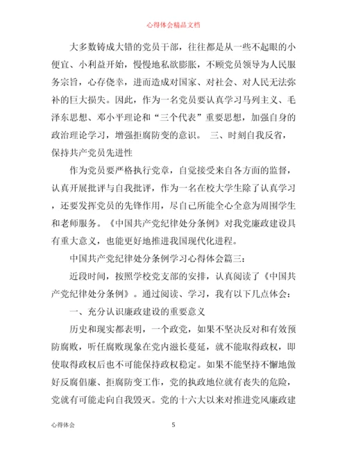 中国共产党纪律处分条例学习心得体会.docx