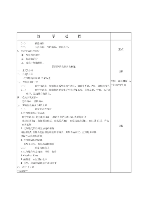 内科护理学教案血液系统疾病病人的护理