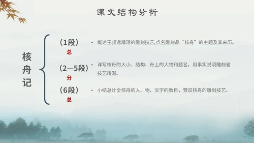 中国风古风山水水墨语文课件核舟记主题PPT模板