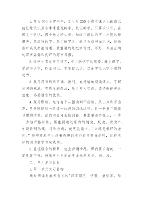 部编一年级下册语文复习计划.docx