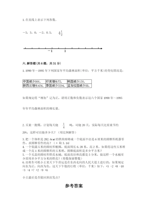 小学六年级下册数学期末卷及参考答案【新】.docx