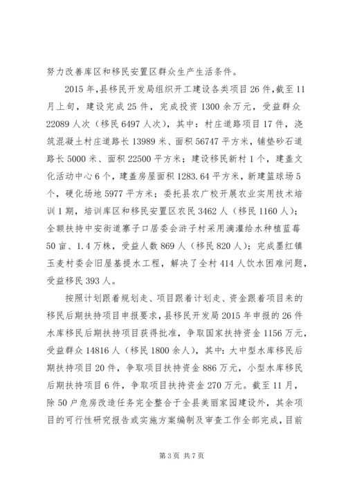 县移民开发局XX年度工作情况报告.docx