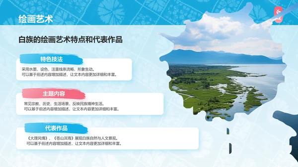 蓝色插画风白族介绍PPT模板