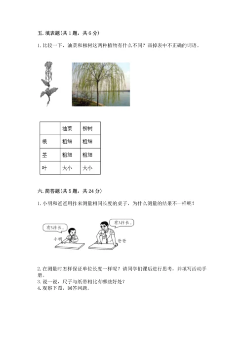 教科版一年级上册科学期末测试卷【考试直接用】.docx