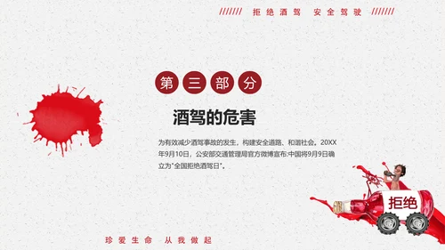拒绝酒驾遵守交通法规关爱危险驾驶通用PPT模板