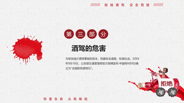 拒绝酒驾遵守交通法规关爱危险驾驶通用PPT模板