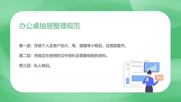 绿色扁平风现代办公室管理规范培训PPT模板