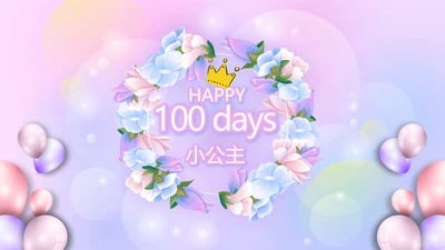 粉色梦幻我100天啦百天电子相册PPT动态模板