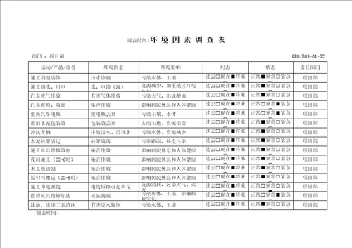 环境因素调查表已填内容