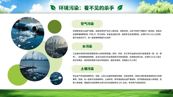 绿色小清新环境保护知识普及PPT模板
