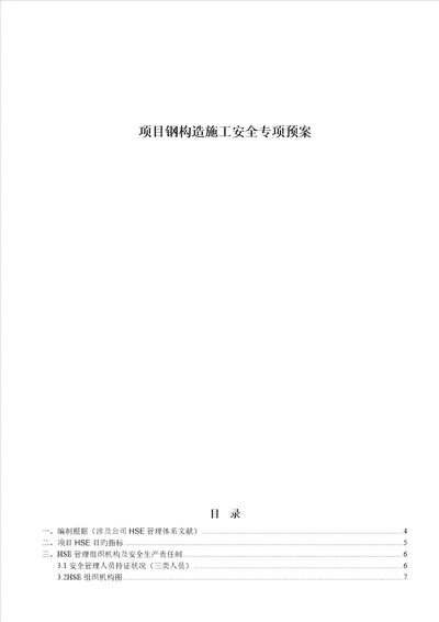 专项项目钢结构综合施工安全专项全新预案