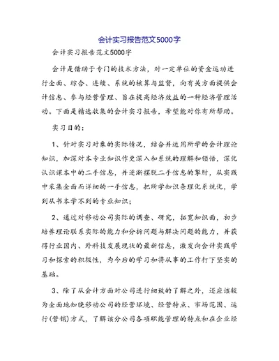 会计实习报告范文5000字