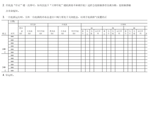 特灵机组运行记录表