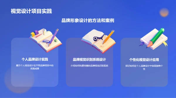 蓝黄色创意作品集PPT模板