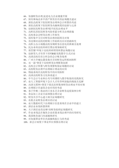 【精编】精选100条优秀管理会计毕业论文题目精选.docx