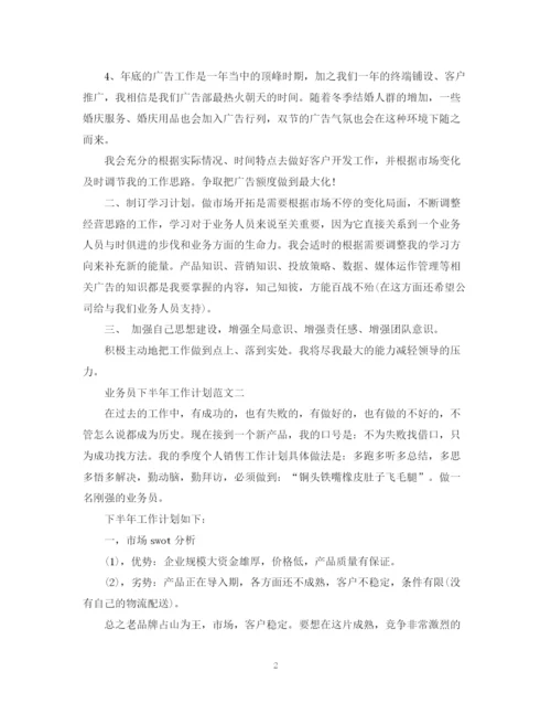精编之业务员下半年工作计划范文.docx