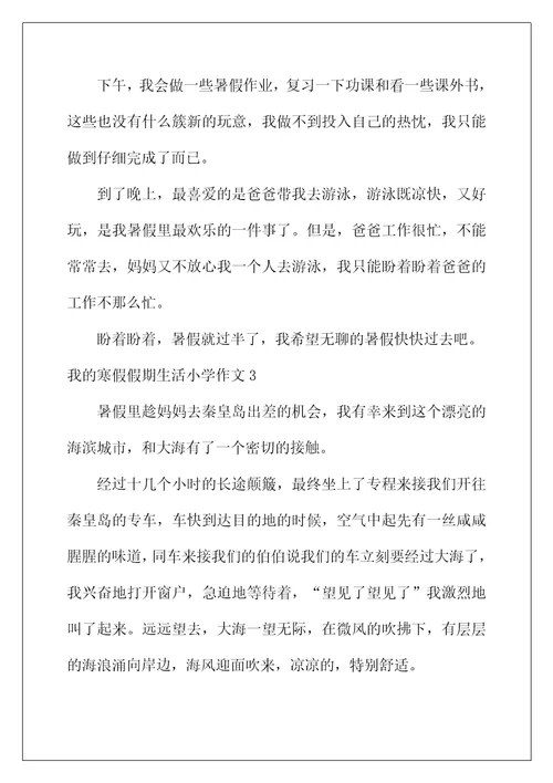 2022年我的寒假假期生活小学作文9篇