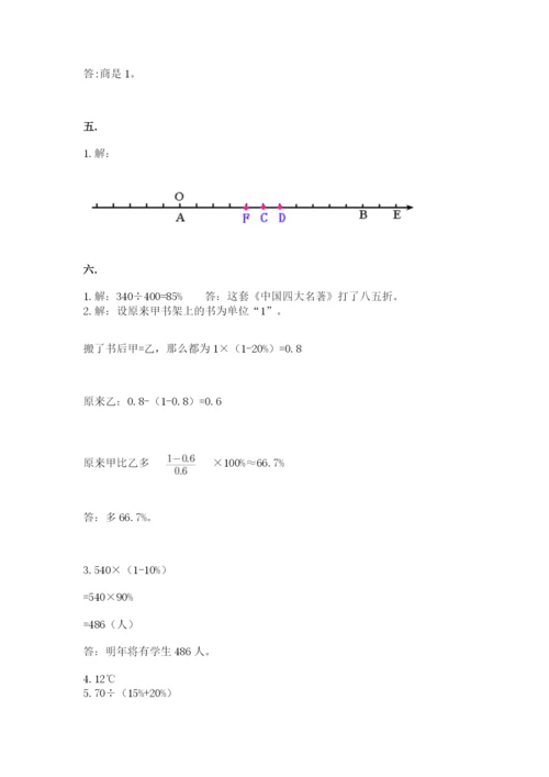 小学六年级下册数学摸底考试题带答案（研优卷）.docx