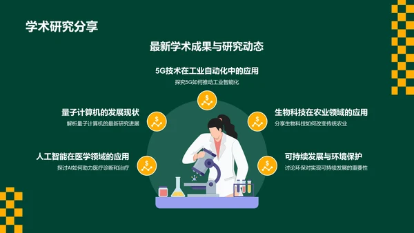 绿色插画风大学生专业课汇报PPT模板