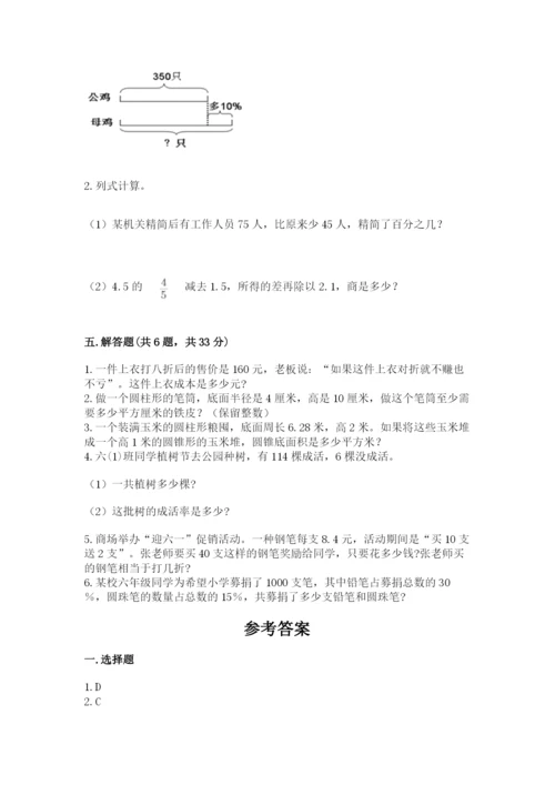 北京版六年级下册数学期中测试卷及完整答案（考点梳理）.docx