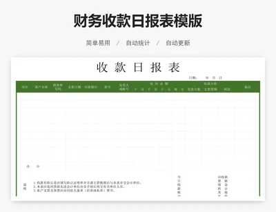 财务收款日报表模版