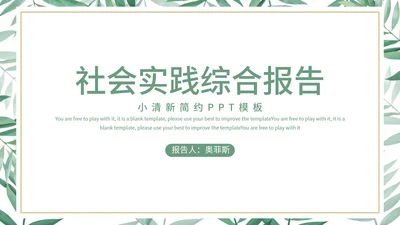 小清新简约社会实践综合报告PPT模板