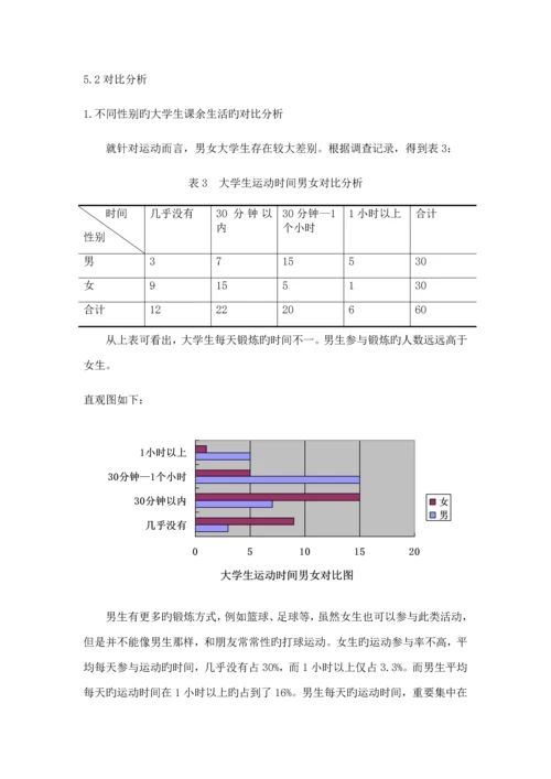 大学生课余生活时间安排情况调查汇总报告.docx