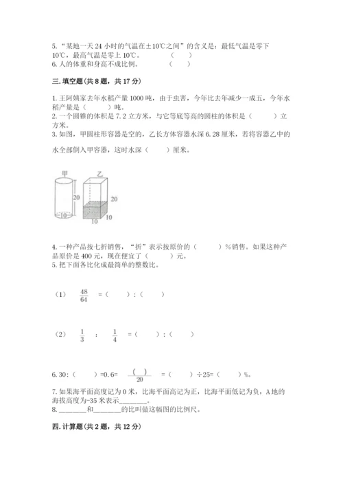 临江市六年级下册数学期末测试卷（夺冠系列）.docx