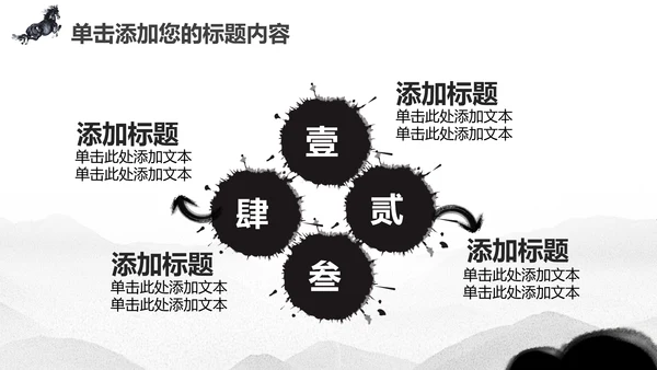 水墨马奔跑吧2017工作总结中国风PPT