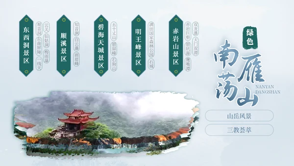 我的家乡山水画卷山海平阳通用PPT模板