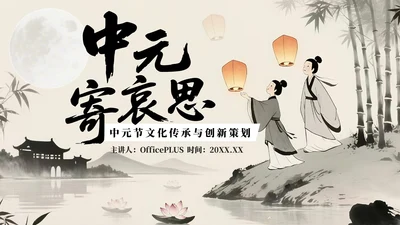 棕色中国风中元节文化传承与创新策划PPT模板