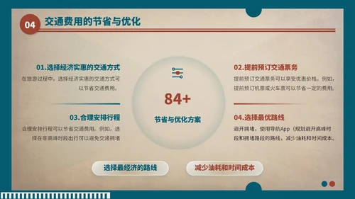 蓝红色复古风暑假旅游行程安排PPT模板