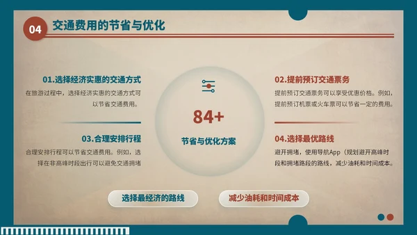蓝红色复古风暑假旅游行程安排PPT模板