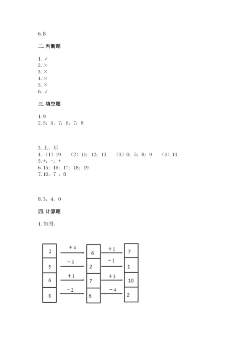 小学数学试卷一年级上册数学期末测试卷带精品答案.docx