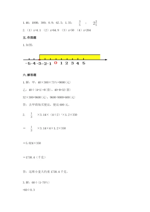 小学六年级下册数学期末卷及参考答案（满分必刷）.docx