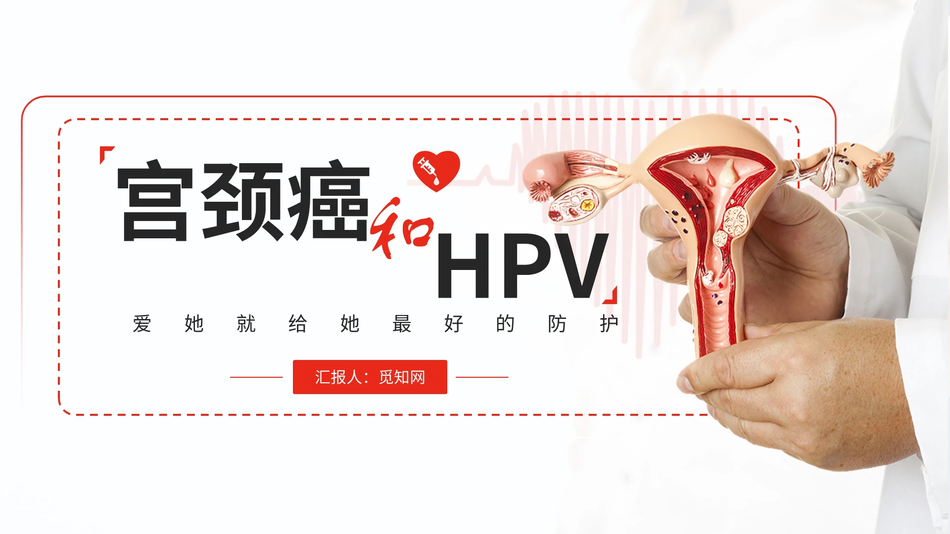 粉色医疗宫颈癌和HPV专业培训讲座宣讲PPT模板宫颈癌hpv疫苗健康教育